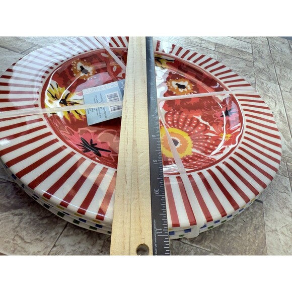 Set Of 4 Floral  Melamine Dessert Plates 10” NEW - Picture 5 of 5